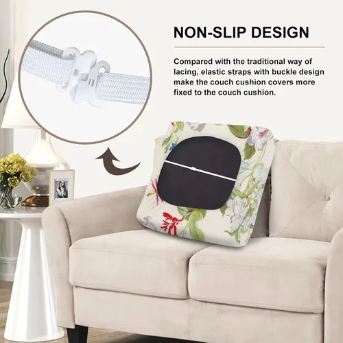 Vista 5 de SearchI Fundas de cojín elásticas impresas para sofá, fundas de cojín de repuesto para sofá, protector de muebles suave con parte inferior elástica
