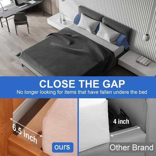 Vista 2 de Almohada de cuña para cama de tamaño individual – Relleno de huecos de cama para colchón con cabecera que cierra el espacio de 0 a 6.5 pulgadas