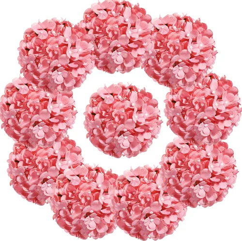 Vista 18 de 10 cabezas de hortensias de seda con tallos de flores artificiales para bodas, fiestas, decoración del hogar (negro)