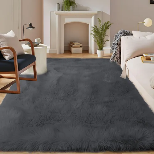 Vista 112 de Latepis - Alfombra rectangular de piel sintética tipo lana de oveja suave y esponjosa de estilo bohemio para sala de estar, dormitorio y residencias