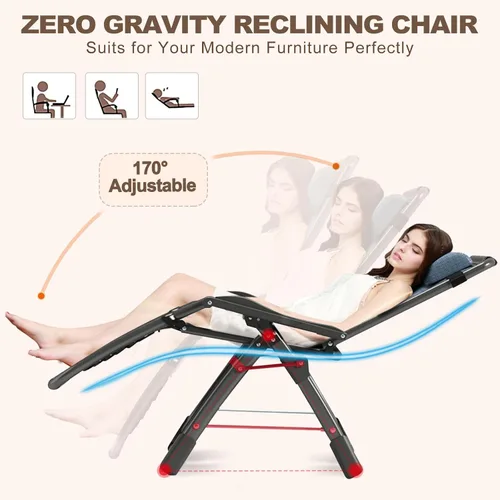 Vista 22 de DoCred Silla cómoda, silla plegable reclinable para dormitorio y sala de estar, sillas reclinables plegables para patio, silla de descanso con cojín