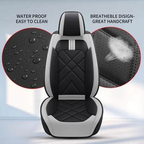 Vista 5 de TTX LIGHTING Fundas de asiento de automóvil para Hyundai Kona 2018-2026, juego completo de protectores de cuero transpirable impermeables de 5