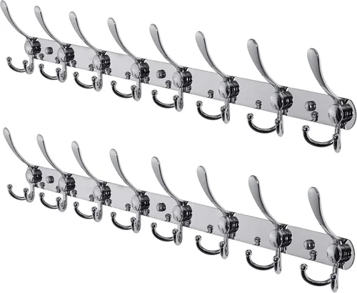 Vista 39 de Dseap - Perchero para pared, 5 ganchos triples, resistente, acero inoxidable, riel de gancho de metal para abrigos, sombreros, toallas, bolsos Cobre