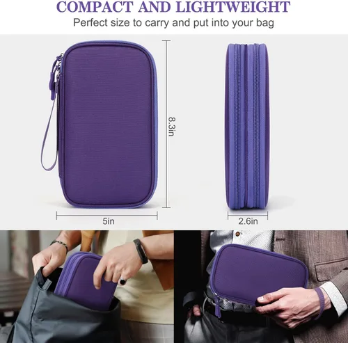 Vista 2 de FYY Organizador para cosas electrónicas, para viajes, para cables, cargadores, celular y auriculares, estuche portátil, impermeable, doble capa