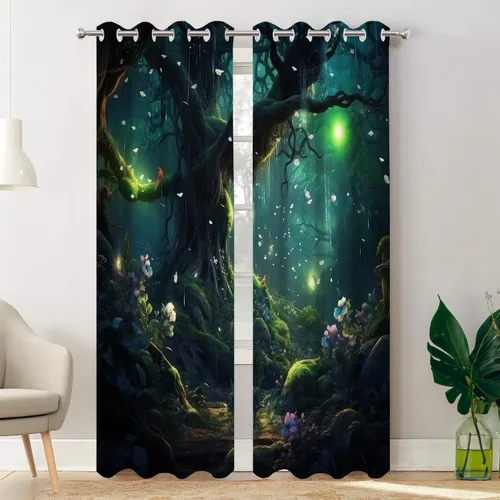 Vista 64 de Batmerry American Flag Ink Dot Tier Curtains, Red Blue White Stars Abstract Window Treatment Short Kitchen Curtain Multilayer Polyester Blackout for