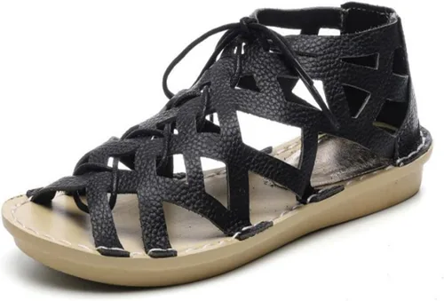 Sandalias planas para mujer de verano, correa cruzada con clip, zapatos romanos, suaves y abiertos, sandalias estilo gladiador retro