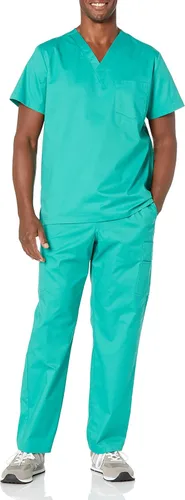 Vista 4 de Tienda Essentials Camiseta médica con cuello en V y bolsillos para hombre