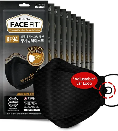 :: AUTHENTIC:: Premium KF94 Certificado [GRANDE] Mascarilla de seguridad coreana [lazo ajustable para las orejas] HECHO EN COREA