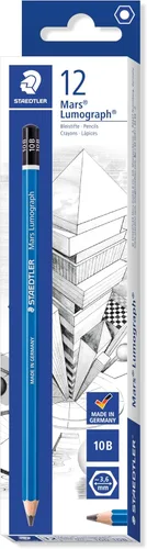 Vista 6 de STAEDTLER Mars Lumograph 4B Lápiz de dibujo de arte de grafito, medio suave, mina unida resistente a la rotura, paquete de 12, 100-4B