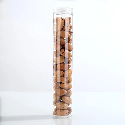 Vista 4 de Juego de 6 tarros de plástico transparente para almacenamiento de alimentos con tapa, recipiente redondo transparente para espaguetis, pasta