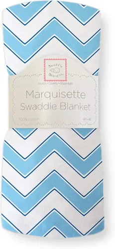 SwaddleDesigns Marquisette - Manta para envolver pañales, muselina de algodón de alta calidad, cheurón azul