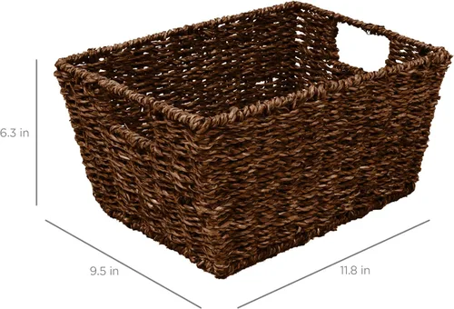 Vista 6 de Best Choice Products Juego de 4 cestas de almacenamiento apilables multiusos para pastos marinos, organizador de lavandería tejido a mano