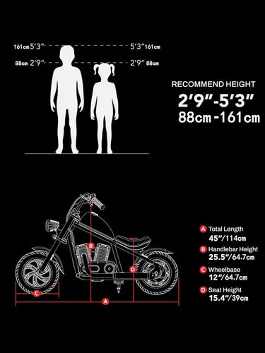 Vista 10 de HYPER GOGO Cruiser 12 Plus - Motocicleta para niños (negro)