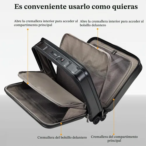 Vista 5 de Kaleenie Maletín de mano de 16" con 2 compartimentos para laptop Negro