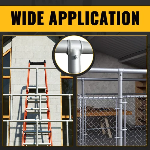 Vista 2 de VIVIDA Abrazaderas de riel de extremo de 1-3/8" x 1-3/8" 2 piezas, Abrazaderas de panel de enlace de cadena T, Conectores T de tubería galvanizada