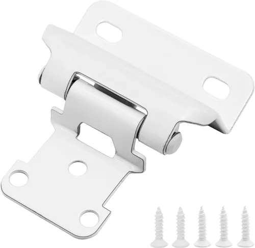 Vista 10 de Bisagras de latón antiguas para puerta de gabinete de cocina, paquete de 8 (4 pares) 1/2" Bisagra de superposición parcial de cierre automático