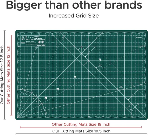 Vista 4 de Elan Tapete de corte A3 verde, tapete de corte autorreparable de 12 x 18 pulgadas, tabla de manualidades de 5 capas verde, tabla de pasatiempos