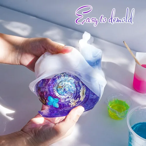 Vista 4 de LET'S RESIN Moldes de silicona de caracol para resina epoxi, moldes de resina para florero grande 3D para cemento concreto, lindo molde de resina