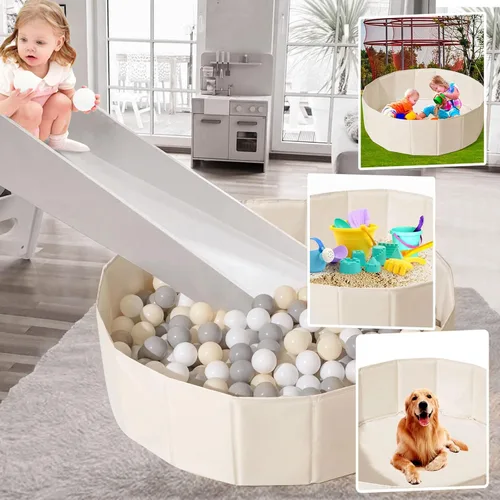 Vista 4 de Pisos de bolas beige de 31 pulgadas para niños pequeños, perros, gatos, tienda de campaña de juego para niños, corralitos de bolas plegables