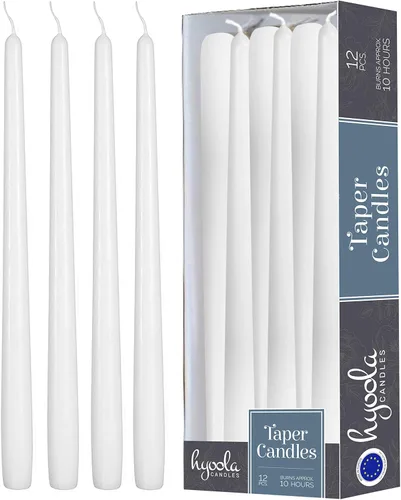 Vista 11 de Hyoola - Velas cónicas altas de 10 pulgadas, sin goteo, sin aroma, cera de parafina con mechas de algodón, 8 horas de combustión, color blanco