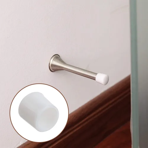 Vista 6 de Puntas de parachoques de puerta de 0.39 pulgadas para tope de puerta de goma de repuesto para protección de puerta y pared, color blanco (20 piezas)