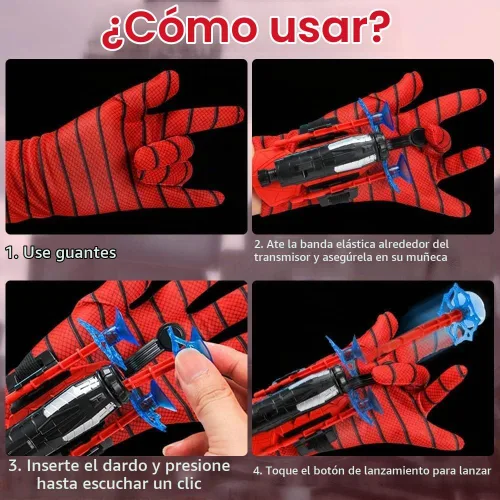 Vista 4 de 2 Piezas Lanzador de Telaraña de Muñeca - Lanzatelarañas de Alta Precisión para Cosplay, Juego de Roles y Diversión al Aire Libre - Correa Multicolor