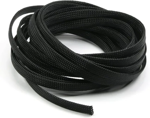 Vista 24 de Wenheww - Funda de cable trenzada expandible de PET, de 1.64 pies a 3/8 pulgadas, manga negra para organización de cables, protector de cable