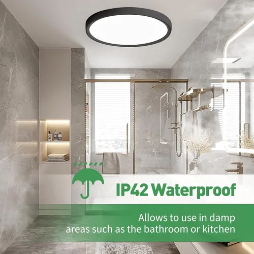 Vista 4 de 4PK Lámpara LED de techo empotrada de 12 pulgadas, 24W, 2520LM, 3000K/4000K/6000K CCT seleccionable, luz de panel plano redonda de perfil bajo