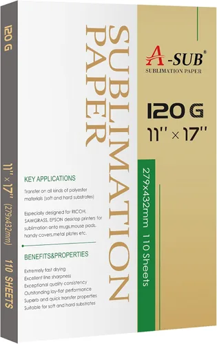 Vista 10 de A-SUB - Papel de sublimación de 8.5 x 11 pulgadas, 120 gsm, 110 hojas - Compatible con impresoras de inyección y tintas de sublimación, alta