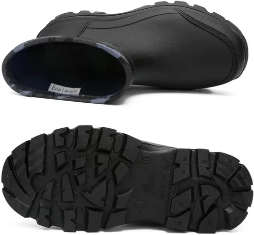 Vista 4 de Enelauge Botas cortas impermeables para hombre, calzado de lluvia de goma antideslizante