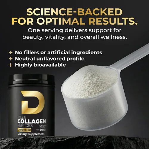 Vista 3 de D Collagen Store Doctor-Formulated Multi Collagen Peptides Powder for Skin, Hair, Nails & Gut Support, Unflavored, 20g Per Serving – 30 Servings