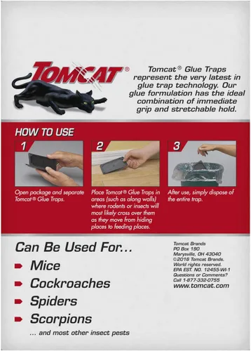 Vista 6 de Tomcat Trampa para ratones con pegamento de agarre inmediato para ratones, cucarachas y arañas, lista para usar, paquete de 2