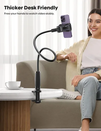Vista 8 de Lamicall Soporte para Teléfono de Cuello de Cisne para Cama - [Clip Estable Mejorado] para Escritorio, Cabecera, Cama, Mesita de Noche, Mesa