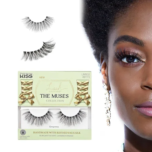 Vista 12 de KISS - Pestañas postizas de la colección Lash Couture The Muses, “Duquesa”, 16mm, negras, onduladas, hechas a mano, seda sintética refinada, banda