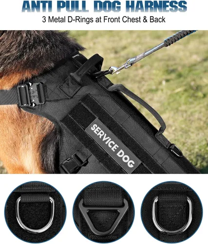 Vista 4 de Arnés táctico para perros - PETNANNY Chaleco para perro de servicio para perros grandes Cobertura corporal completa en arnés para perros de Rosa