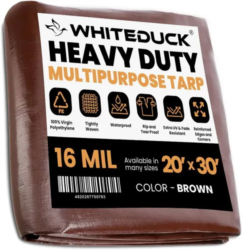 Vista 44 de WHITEDUCK Lona de polietileno súper resistente de 16 mil de grosor, 12 x 16 pies, impermeable, 100% resistente a los rayos UV, a prueba de Azul- 16