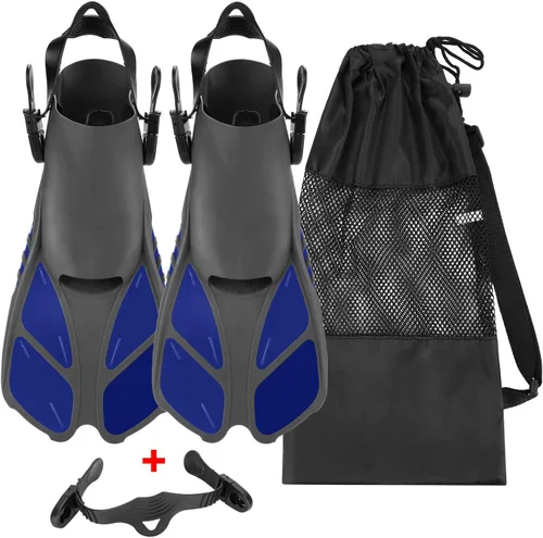 Vista 11 de Oumers Aletas de Esnórquel, Tamaño de Viaje, Correa Ajustable, Aletas de Buceo con Bolsa de Malla y Conector de Hebilla Adicional para Hombres