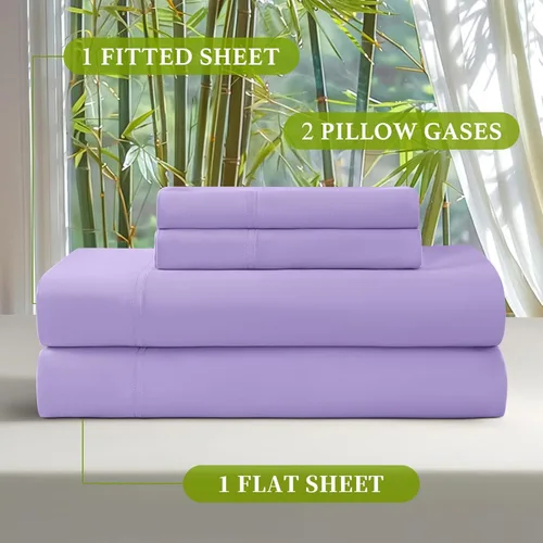 Vista 57 de Shilucheng Sábanas 100% viscosa derivada de bambú, tamaño matrimonial, 4 piezas, ultra refrescantes y sedosas, bolsillo profundo de 16 pulgadas