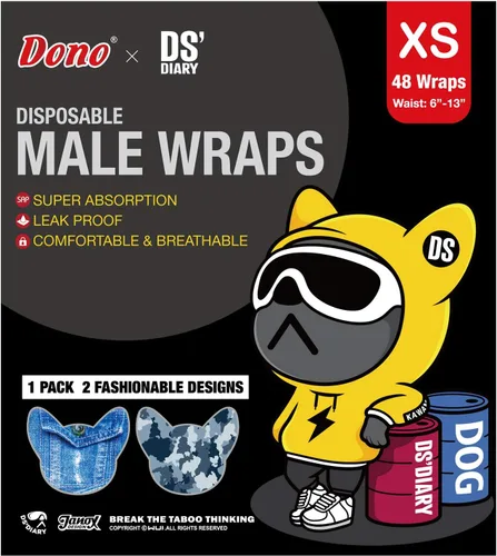 Vista 6 de Dono Pañales para Perros Machos Desechables Envolturas para Perros Machos, Pañales más Anchos para Perritos Cachorros Bandas para el Vientre