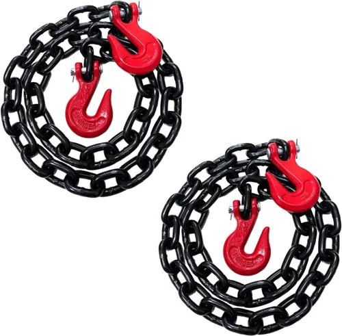 Vista 30 de Cadena de transporte de grado 80 de 3/8 pulgadas x 10 pies – 7,100 libras WLL – gancho de agarre de horquilla, amarre, remolque