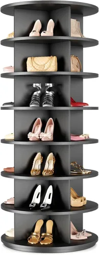 Lazy Susan - Zapatero giratorio de 7 niveles, organizador de zapatos giratorio para 28-32 pares Lazy Susan 360, armario giratorio para zapatos