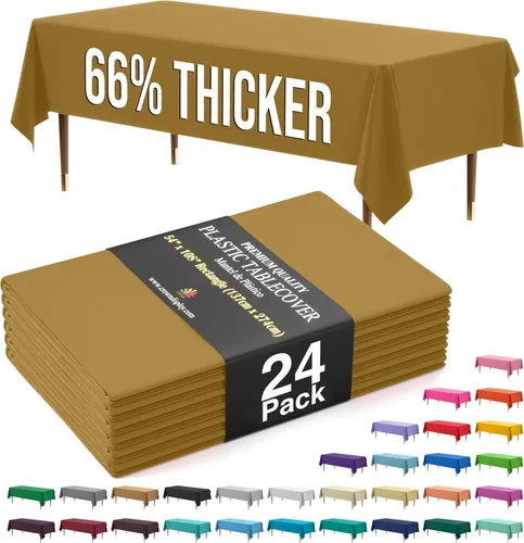 Vista 17 de Exquisite 66% Thicker Premium Plastic Table Cloth Rectangle Table Cover 0.5 Mil 6 Pack Aqua Table Cloth 54 Inch x 108 Inch Disposable Tablecloth