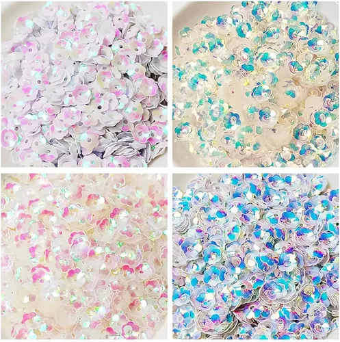Vista 6 de 1.41 oz Iridescent Loose Sequins,6 mm Cup Spangles Paillettes for Craft,Glitter Flower Sequins with Sewing Kit Supplies for Handmade Wedding Party