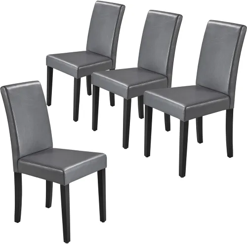 Vista 26 de Yaheetech Juego de 2 sillas de comedor de cuero sintético moderno con patas de caucho y asiento acolchado para cocina/sala de estar/restaurante