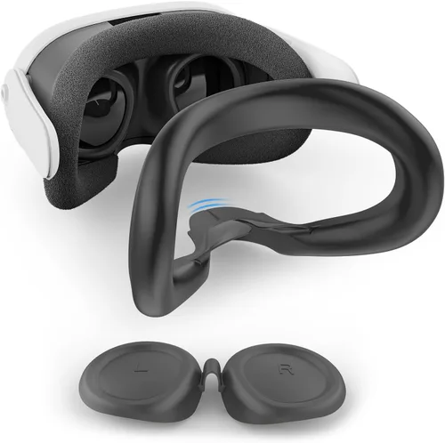 Relohas Deluxe VR Accessories for Meta Quest 3, Safe 2 in 1 Silicone Case Set for Oculus Quest 3, Include Upgraded Lens Protector, Face Cover (Black)