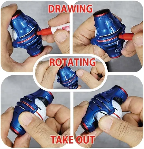 Vista 6 de BIRDIE79 360-Degree Golf Ball Marker Alignment Tool Kit with 3-Color Pens and Gift Box.