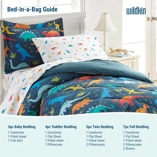 Vista 6 de Wildkin 100% Algodón 5 Piezas Cama Individual Bed-in-A-Bag, Incluye Edredón