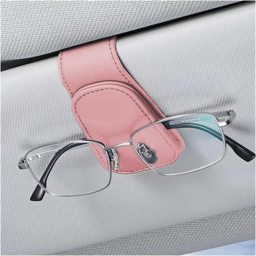 Vista 8 de zipelo Soporte para gafas de sol para coche con visera solar, 2 piezas de colgante de lentes de cuero magnético, clip de montaje para gafas de sol