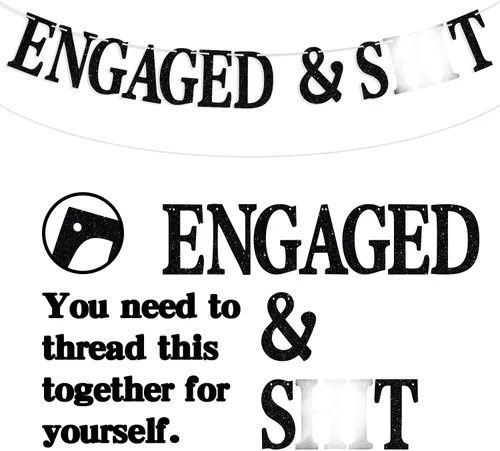Vista 6 de Cartel con texto en inglés «Look At You Getting Engagaged», regalo para novia, compromiso, boda, fiesta de despedida de soltera, suministros
