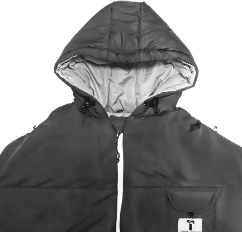 Vista 2 de Thermotuff - Saco de dormir portátil con doble capucha, agujeros para los brazos con cremallera, bolsillos y cordón ajustable, ideal